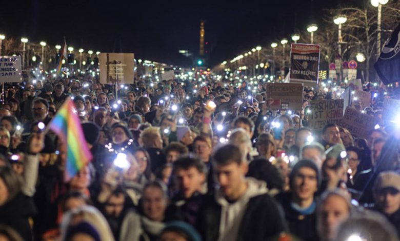 Thousands in Germany protest the rise far right ahead of election