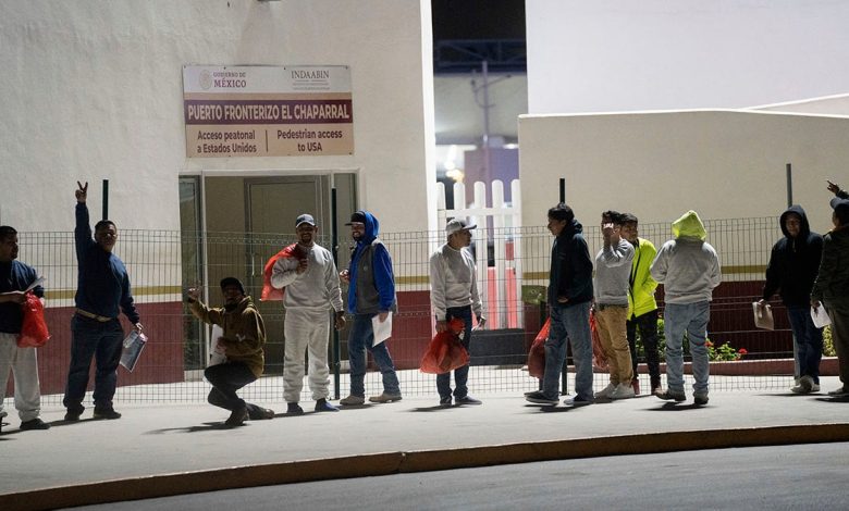 Migrants lined up in Mexico