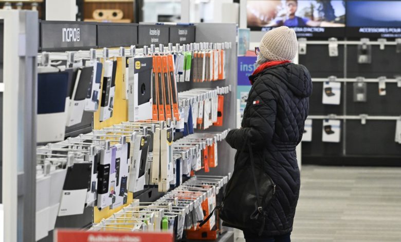 A shopper browses at a Best Buy store in Montreal, Quebec, Canada, on Friday, Jan. 19, 2024.