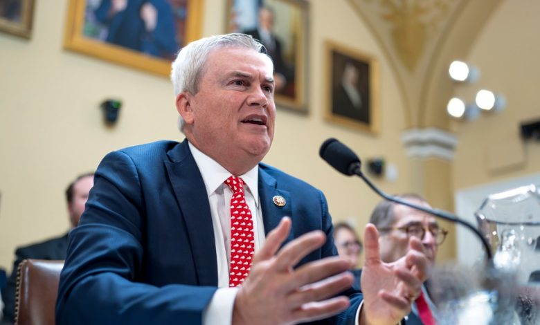 Rep. James Comer, R-Ky., chairman of the House Oversight and Accountability Committee, argues a point at the Capitol in Washington, June 11, 2024. (AP Photo/J. Scott Applewhite)