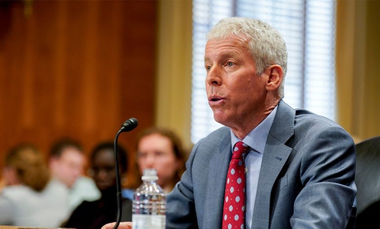 Chris Wright closeup shot from testifying before Senate