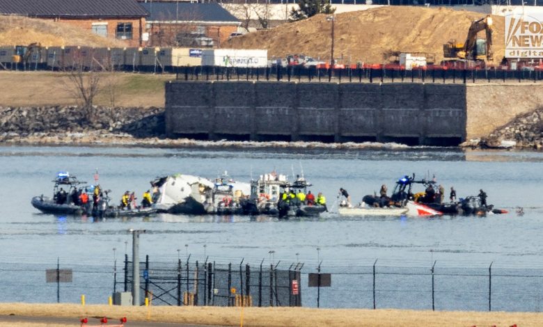 Search efforts in DC after a collision between an American Airlines jet and a U.S. Black Hawk helicopter