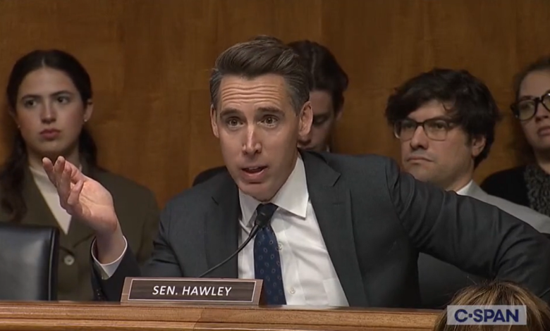 Missouri Republican Senator Josh Hawley speaks