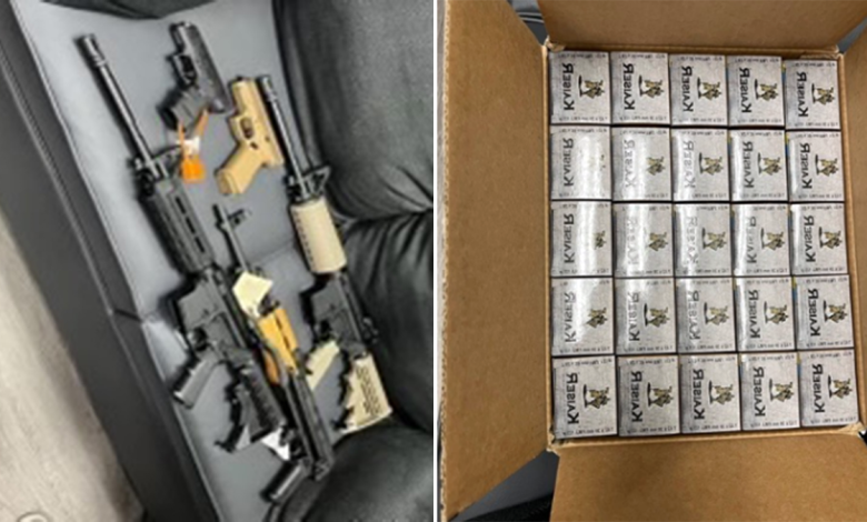 Weapons and ammunition found during ICE arrest