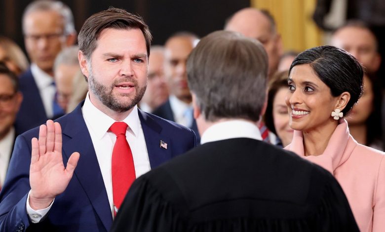 Then-Vice President-elect JD Vance takes the oath