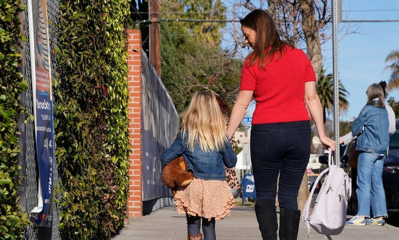 LA student next to her mom