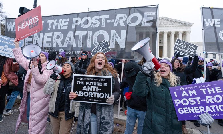 Anti-abortion activists march outside of the U.S. Supreme Court during the annual March for Life in Washington in 2022.