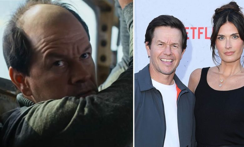 Mark Wahlberg's wife 'dove under the covers' when she saw actor's shaved head for bald role in 'Flight Risk'