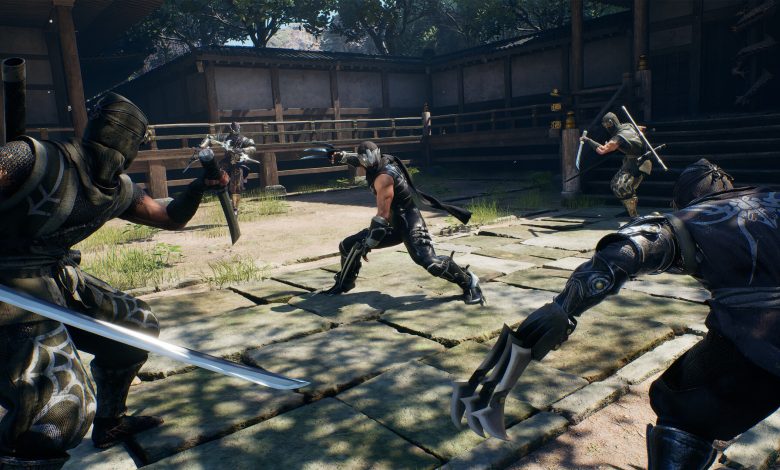 Ryu is surrounded by enemies in Ninja Gaiden 2 Black.