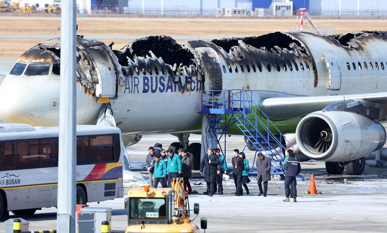 Passenger plane catches fire at South Korean airport. All 176 people on board are evacuated