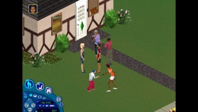 Sims party on the lawn in The Sims Legacy Collection.