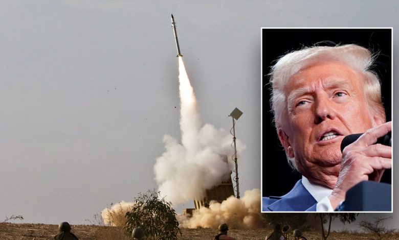 Split image of Trump, Iron Dome