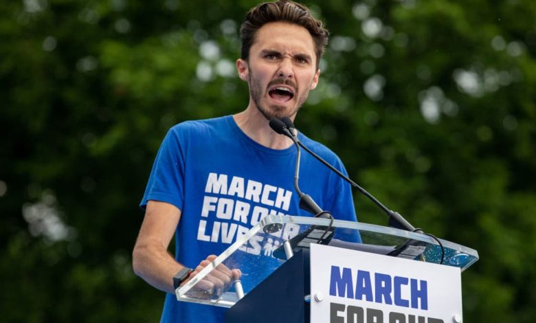 Gun violence survivor and activist David Hogg speaks at the March for our Lives rally against gun violence at the National Mall in Washington, D.C., on June 11, 2022. 