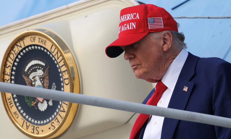 U.S. President Donald Trump speaks to reporters West Palm Beach