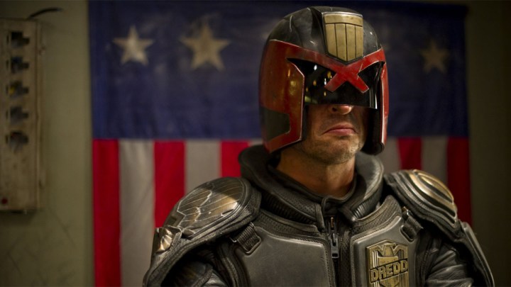 Karl Urban in Dredd.