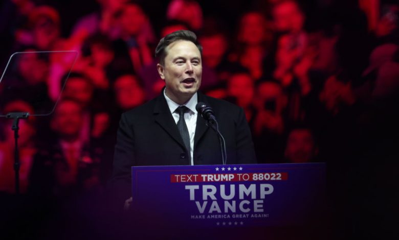 WASHINGTON, DC - JANUARY 19: Elon Musk speaks at President-Elect Donald Trump's victory rally at the Capital One Arena on January 19, 2025 in Washington, DC. Trump will be sworn in as the 47th U.S. president on January 20. (Photo by Scott Olson/Getty Images)