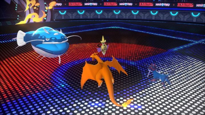 Charizard and other pokemon battling in Pokémon Champions.