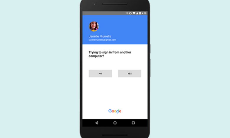 Trying to sign in from another device prompt from Google account.