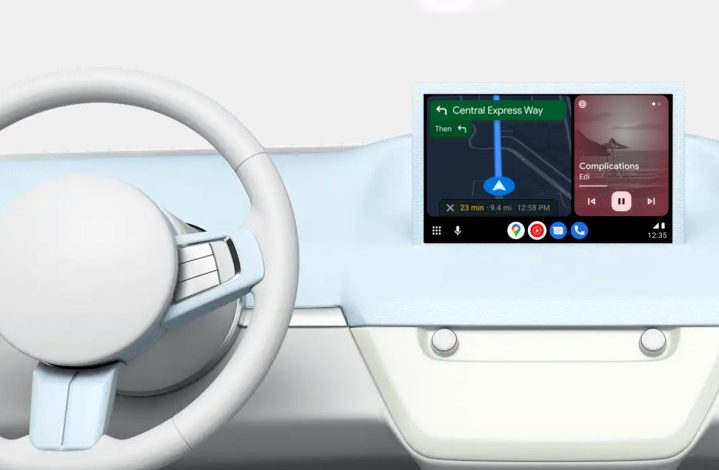 A render of Android Auto running in a car.