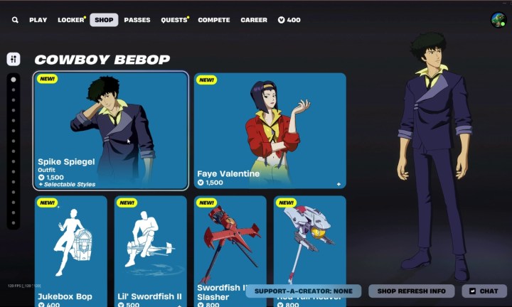 Cowboy Bebop skins in Fortnite Shop