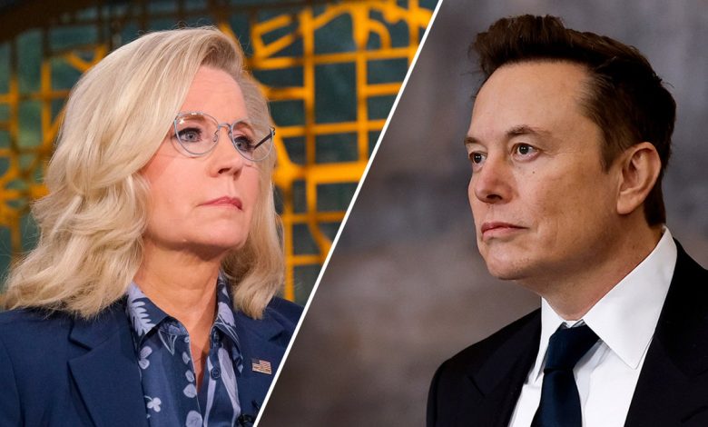 Left: Former Rep. Liz Cheney; Right: Elon Musk