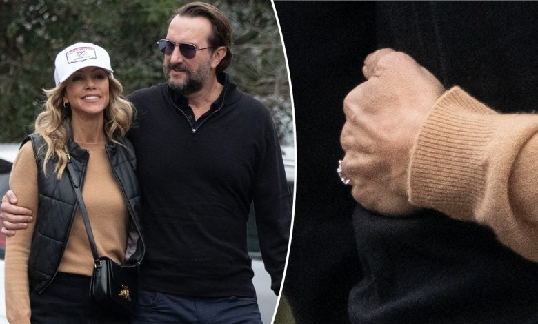 Kevin Costner's ex Christine Baumgartner flashes ring on outing with new fiancé