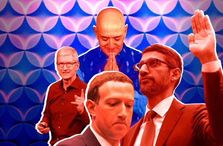 Styled Graphic featuring Tim Cook, Jeff Bezos, Mark Zuckerberg, Sundar Pichai