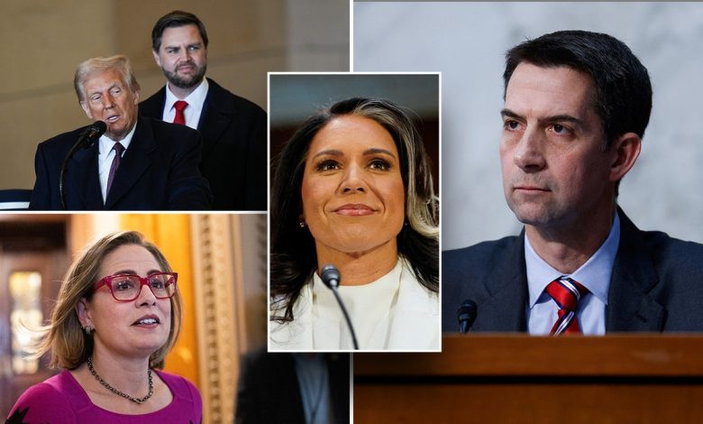 Donald Trump, JD Vance, Kyrsten Sinema, Tulsi Gabbard, Tom Cotton