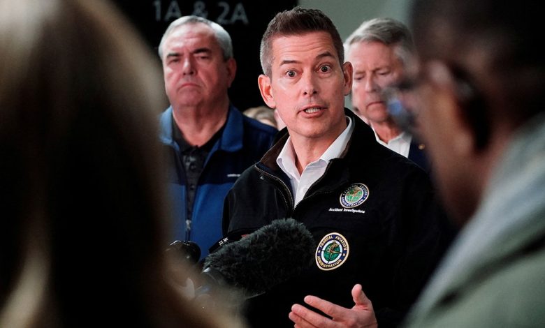 Secretary Sean Duffy addresses the media after a tragic plane crash in Washington DC