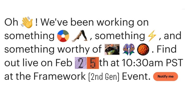 Framework's coded invite for its February 25 event.