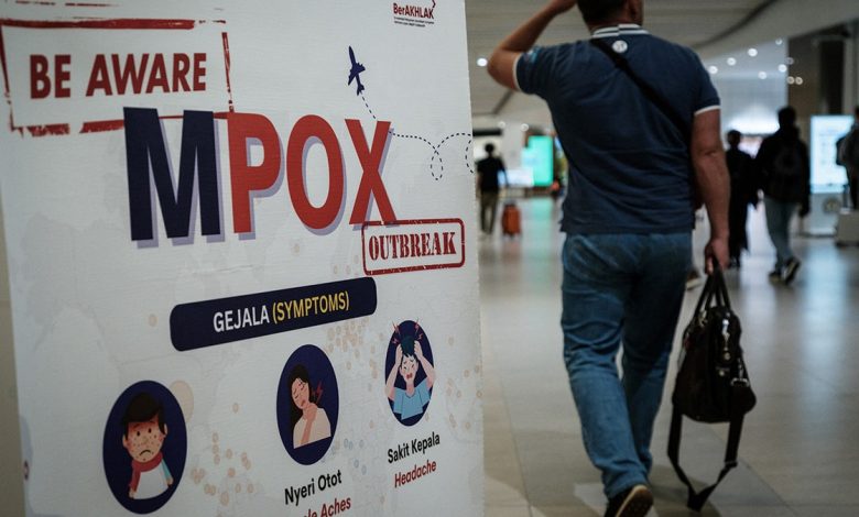 An mpox banner at indonesia airport