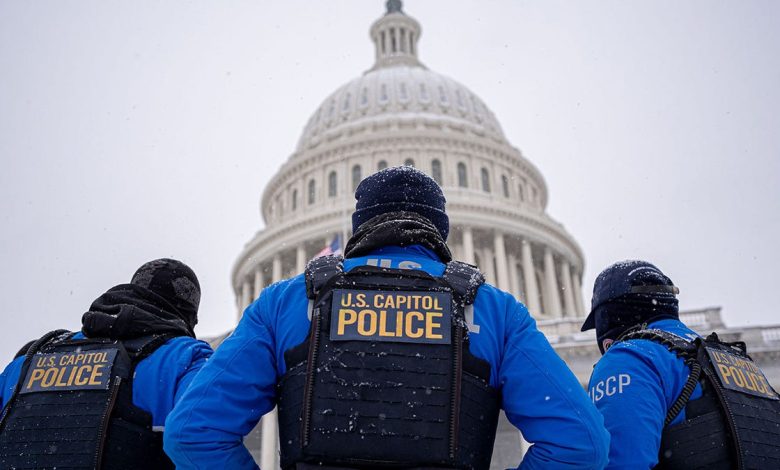 Capitol police outside Capitol for Trump inauguration