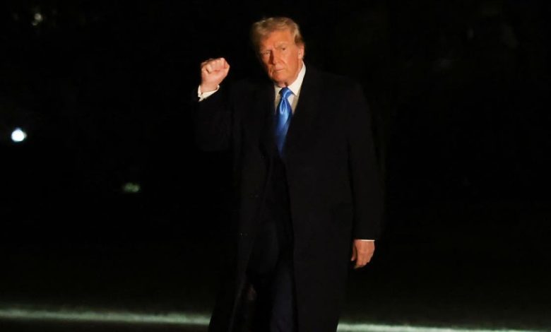 President Donald Trump pumps his fist