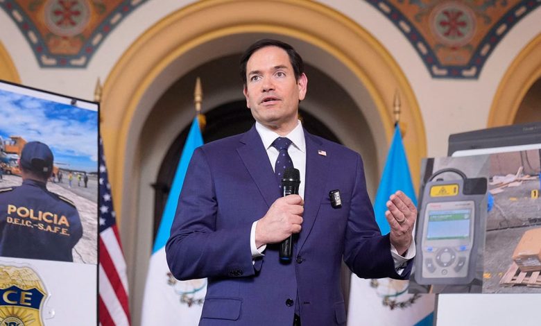 Rubio speaks after a migrant center tour