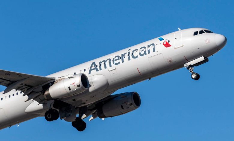 American Airlines prepares to land in Las Vegas, Nevada.