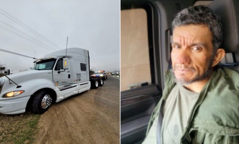 Man who was arrested in split image with truck