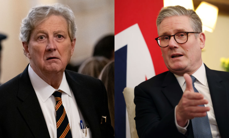 Split image of Sen. John Kennedy, R-La., and UK Prime Minister Keir Starmer. (Getty Images)