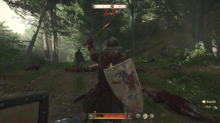 The player attacks an enemy soldier.