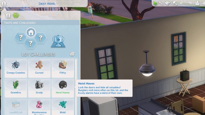 The Sims 4 Heist Havoc lot challenge.