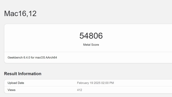 The M4 MacBook Air February 19 Geekbench 6 benchmark.