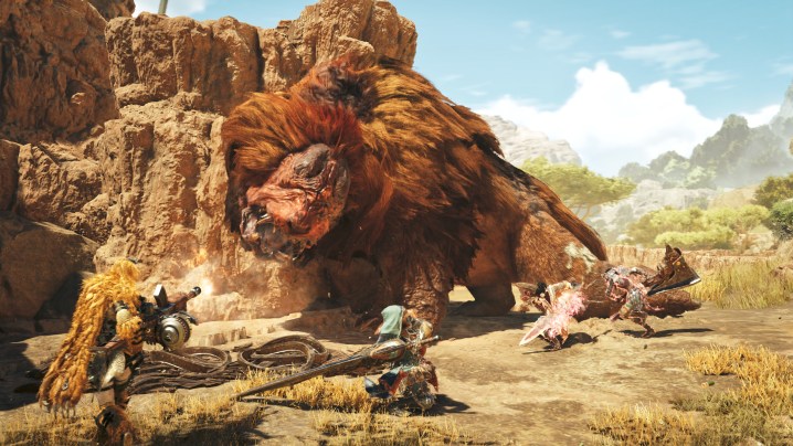 Players take on an Alpha Doshaguma in Monster Hunter Wilds.