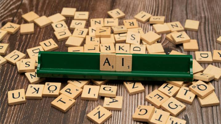 scrabble tiles spelling AI