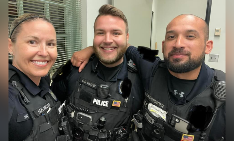 Virginia Beach Police Officer Cameron Girvin, center, was shot and killed Friday while conducting a traffic stop.