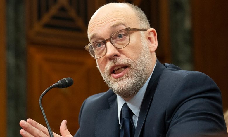 Russell Vought, U.S. President Trump's nominee to be director of the Office of Management and Budget (OMB), testifies before a Senate Budget Committee confirmation hearing