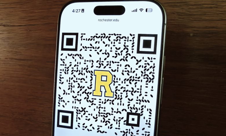 Sample of an SDMQR code appearing on an iPhone screen.