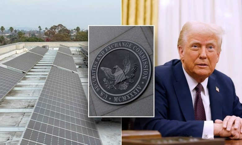 The SEC acting chairman, under the direction of President Donald Trump's directive to freeze certain federal regulations, is moving to delay a court hearing on a Biden-era climate rule that mandates companies to report their carbon emissions.