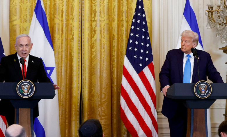 The U.S. will "take over the Gaza Strip," level it and rebuild the area, President Donald Trump said during a press conference on Feb. 4, 2025, after meeting with Israeli Prime Minister Benjamin Netanyahu, left, at the White House.