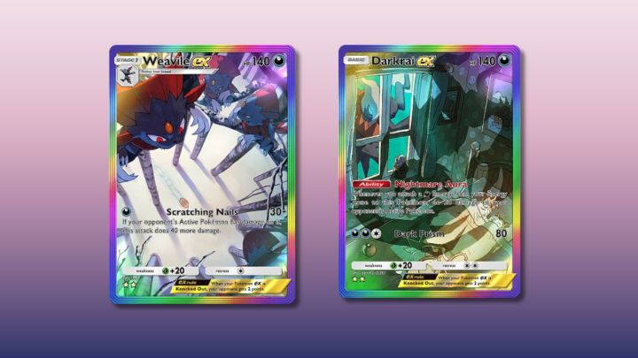 Weavile ex and Darkrai ex cards in Pokémon TCG Pocket.