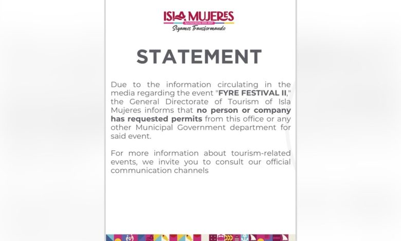 Isla Mujere's Feb. 26 statement regarding Fyre Festival permits.