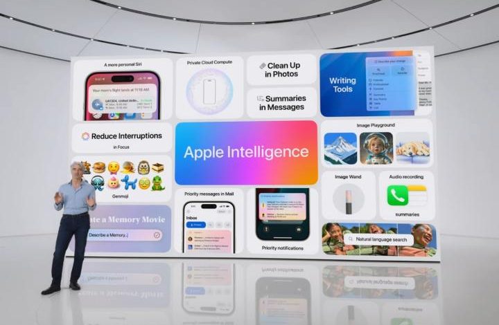 Apple's Craig Federighi discussing Apple Intelligence at the Worldwide Developers Conference (WWDC) 2024.